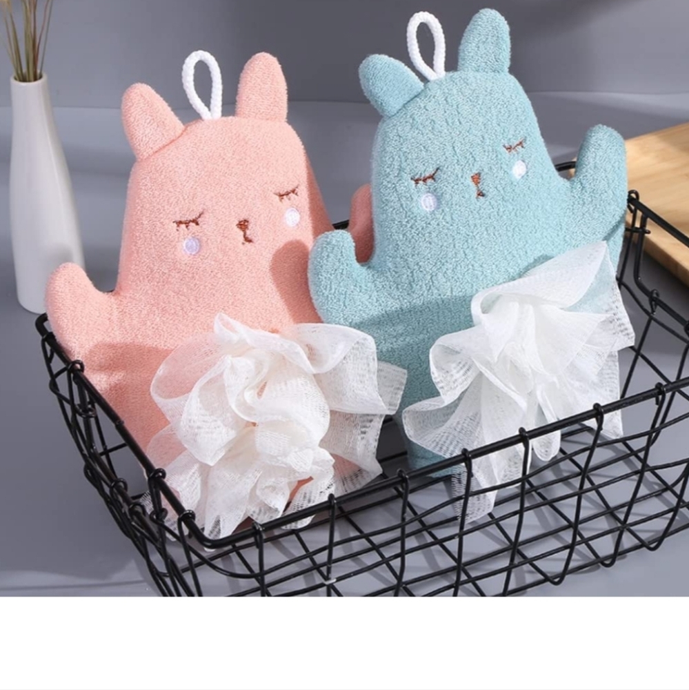 Happy Baby Bath Mitt, Baby Soft Shower Glove Cute Cartoon Rabbit Shape